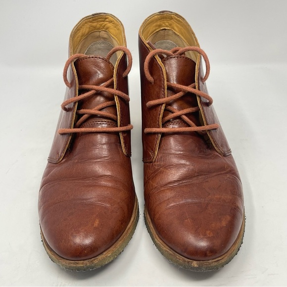 Clarks Originals Booties Womens 7.5 Brown Leather Block Heeled Chukka Lace Up - Picture 7 of 16